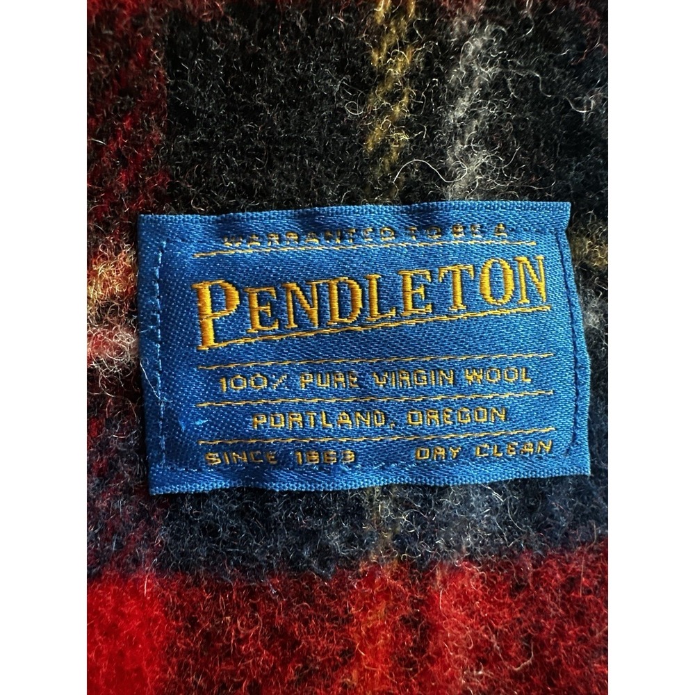 Pendleton 100% Wool Throw Blanket Plaid Fringed About 53x62 Inches